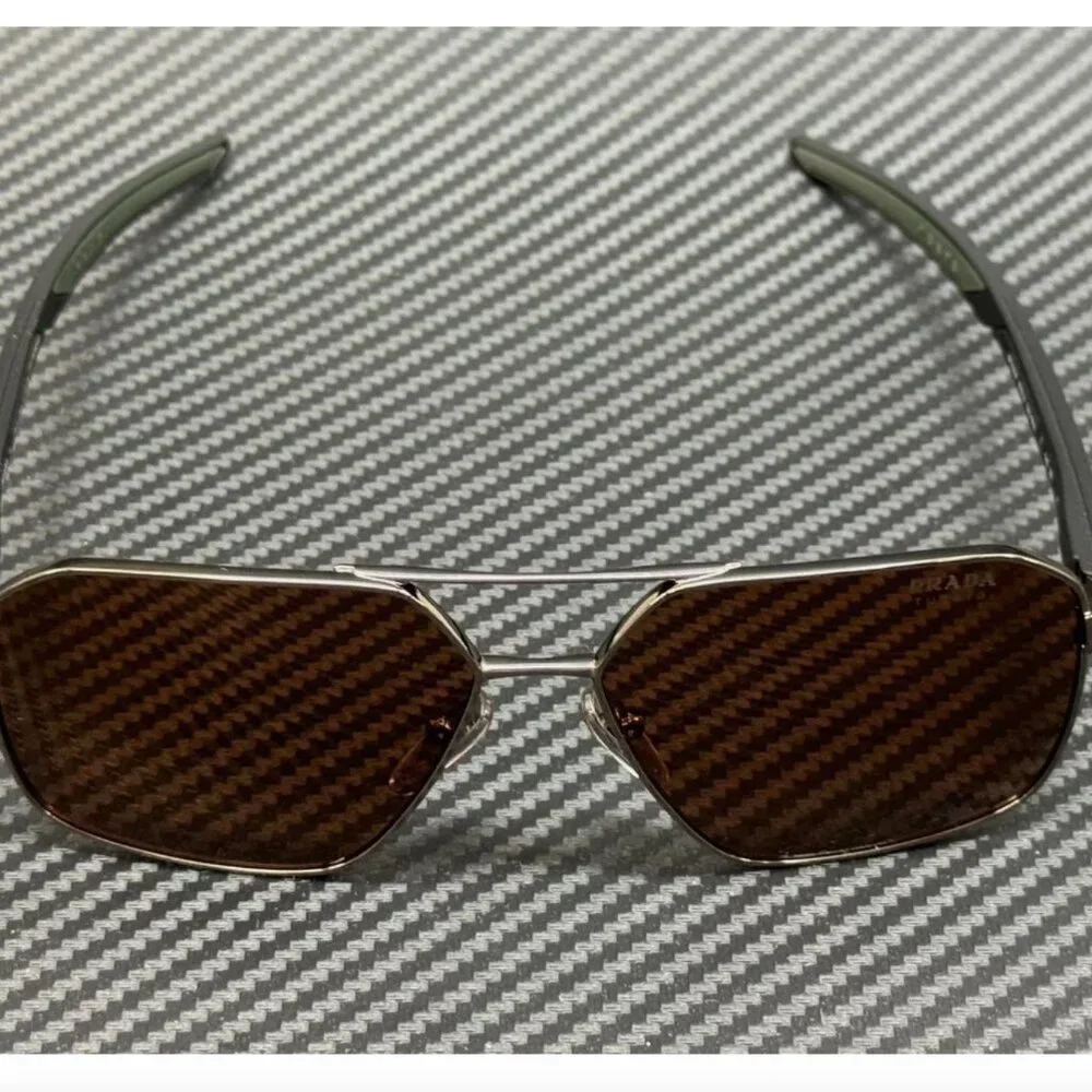 Prada Mens Brown Gunmetal 60mm Sunglasses